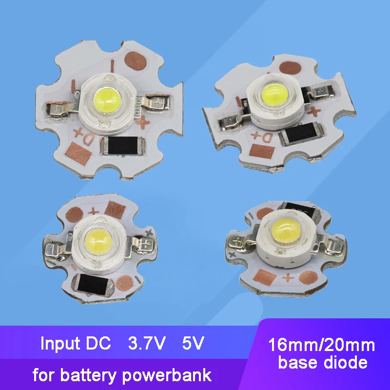 10pcs Input 3.7V 5V 1W 3W White Green Royal Blue Red Full Spectrum LED Bead Light + 20mm Star Base