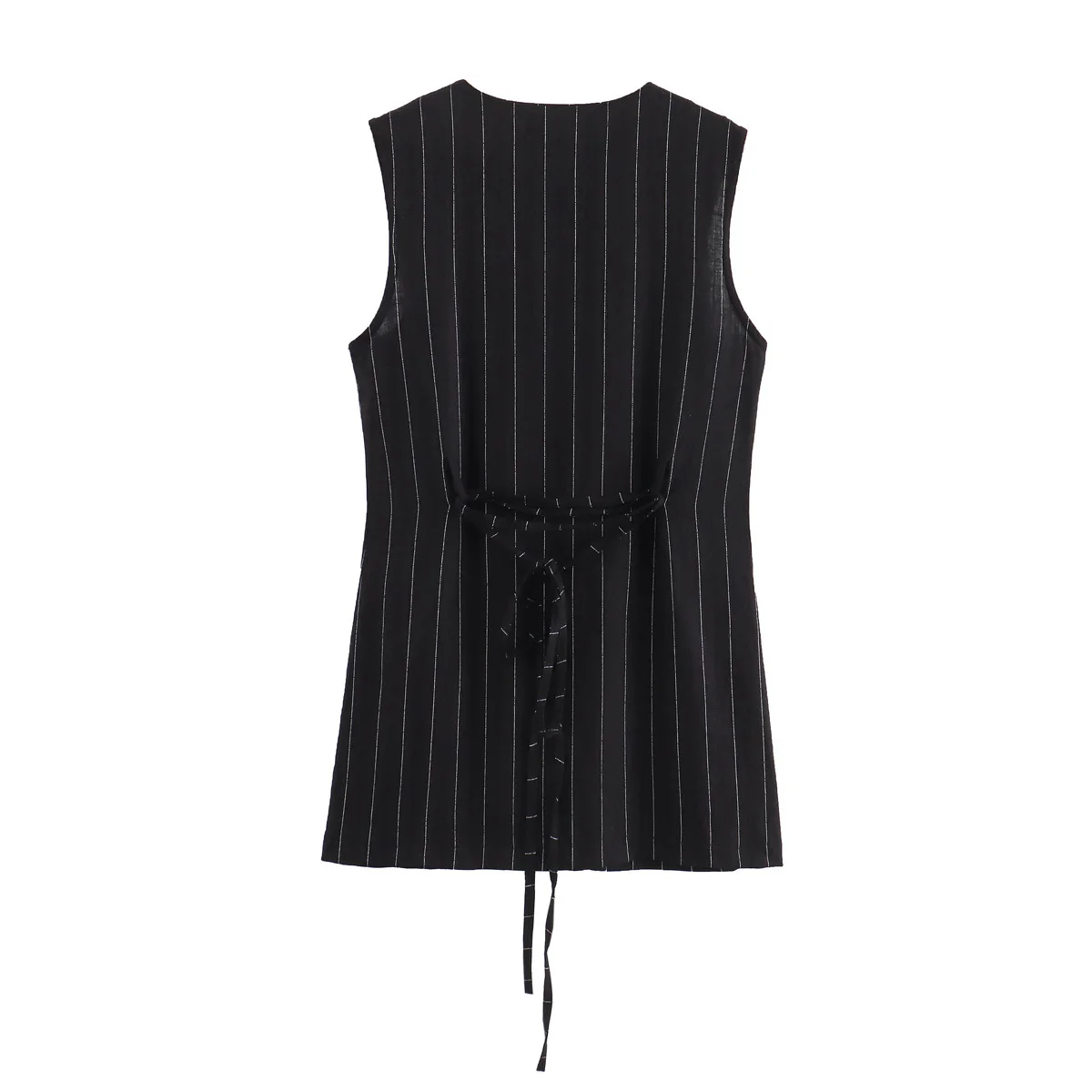 Damski 2-częściowy garnitur 2024 New Fashion Pinstripe Button Decorative Vest Retro Sleeveless Top + Striped Mini Skirt Suit