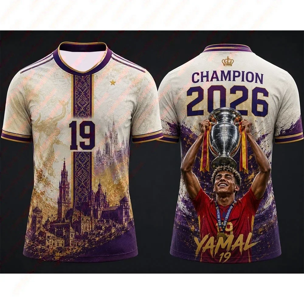 Maillot Concept Créatif Événements de Football Espagne 2026 – Maillot Décontracté d'Été Conçu pour Usage Individuel – T-shirt Champion Imprimé en 3D