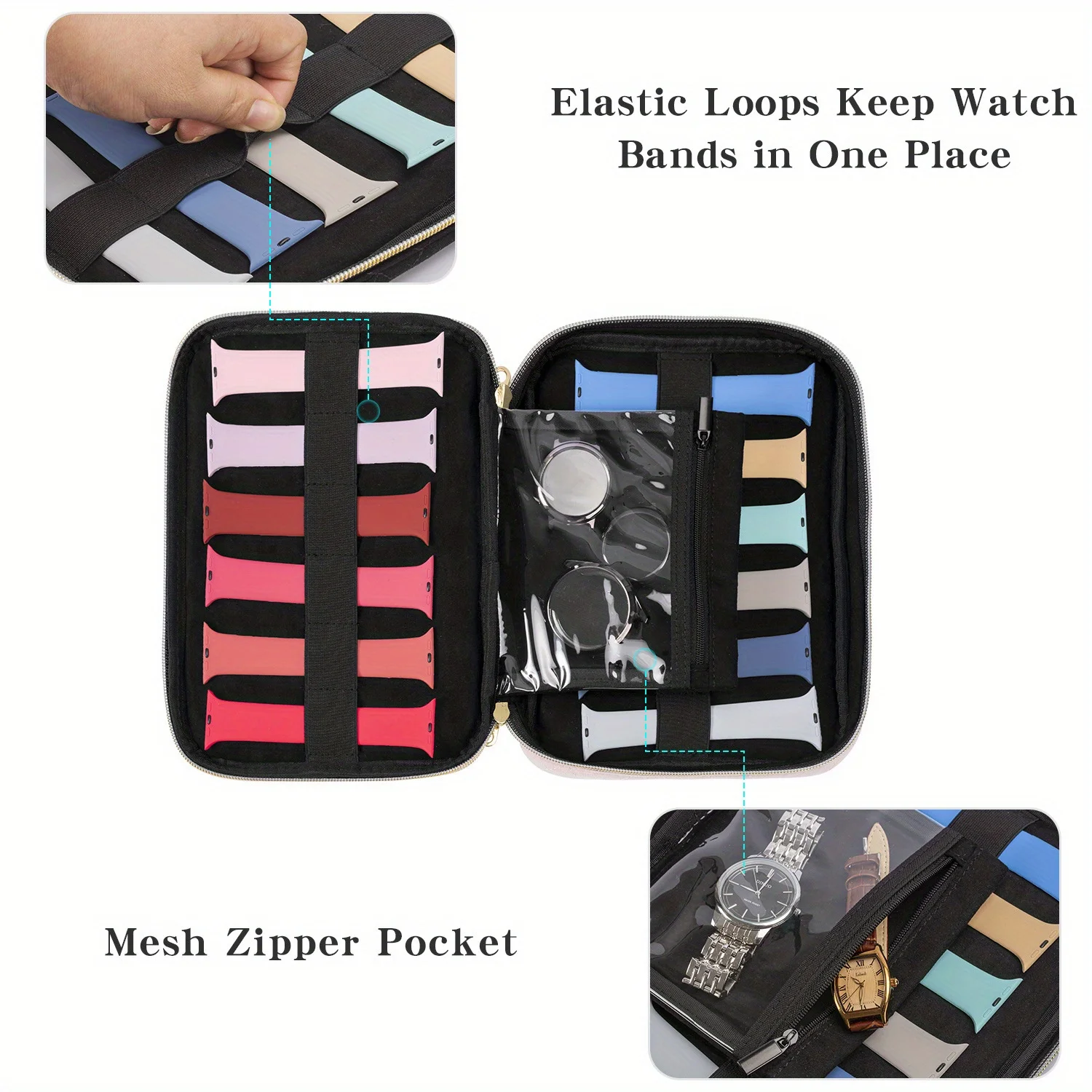 Nylon Watch Band Organizer Case Watch Band Case for Apple Watch Band Travel  Portable Organizer Bag for Iwatch Wristband
