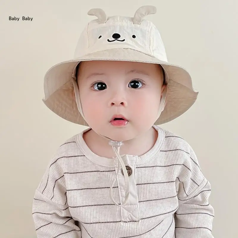 

Cartoon Baby Bucket Hat with Bear Pattern, Quick Drying Spring Summer Caps Outdoor Toddlers Fisherman Hat Shower Gift Q81A