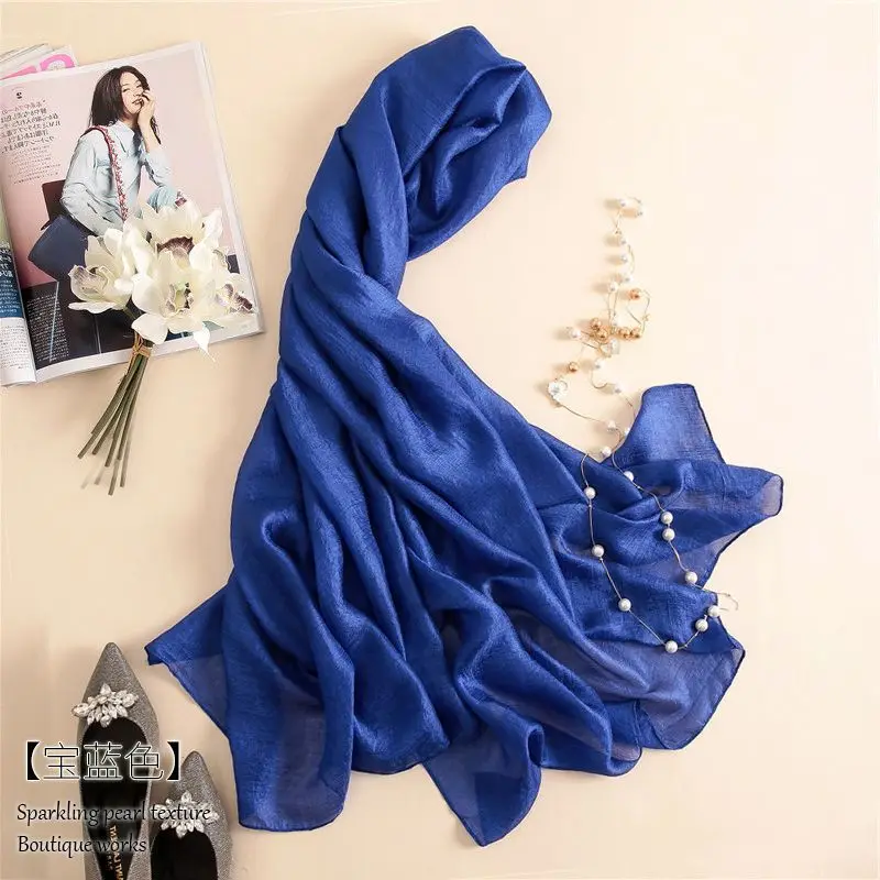 2024 New Pure Color Linen Women Scarf spring and autumn winter pashmina shawl foulard femme Plus Size Hijab Stole Scarves