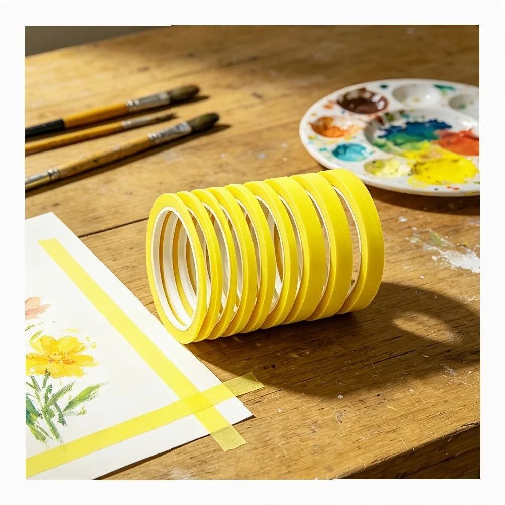 Professional Yellow Precision Pinstripe Tape, Residue-Free Paper Tape for Nail Cuticle Isolation, Art Painting Borders