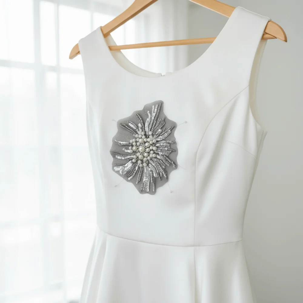 

Shape Beads Applique Medium-Sized Luxury Applique Patches Handmade Beaded Delicate Embroidery Applique Bridal Party