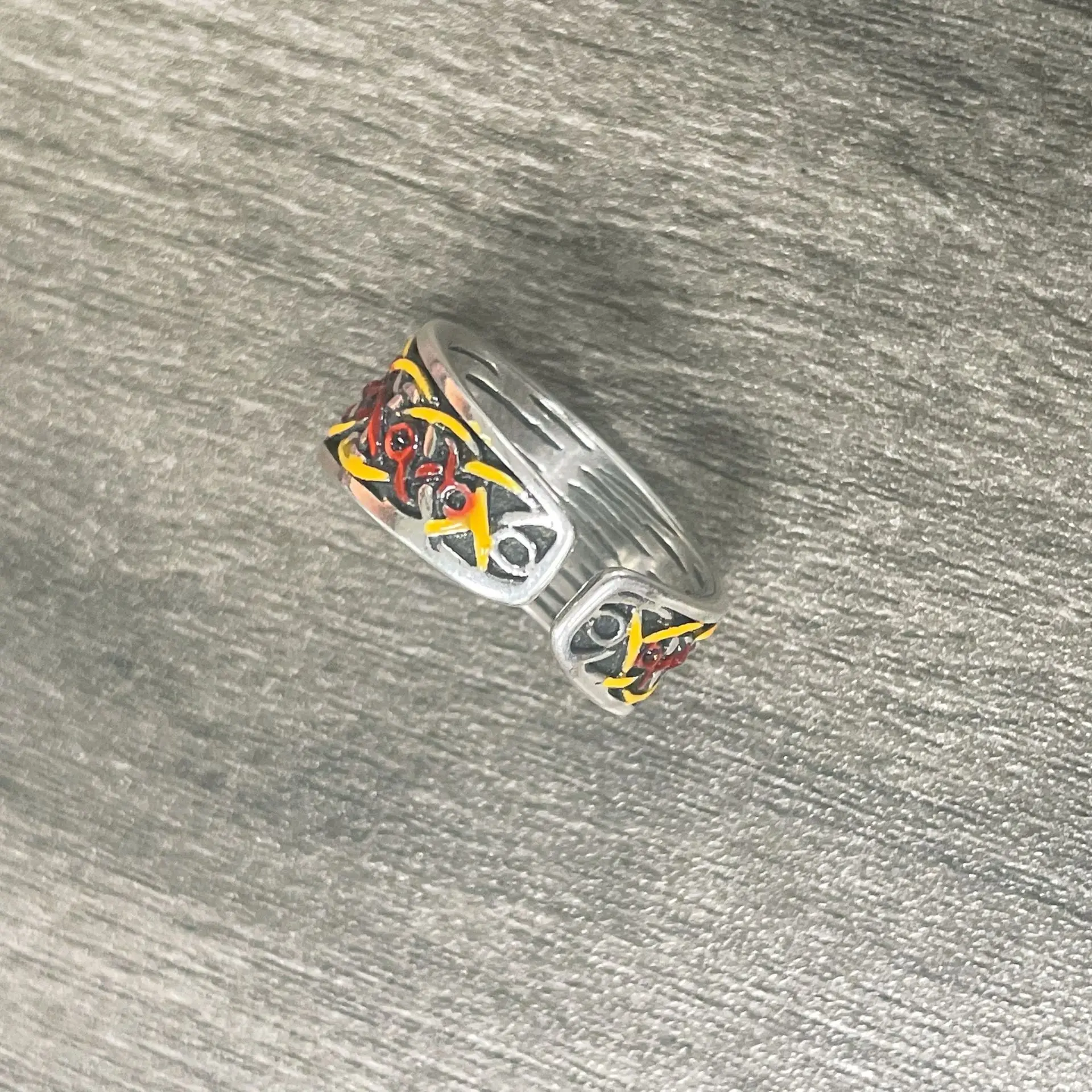 Ethnic Style Color Enamel Nine Tailed Fox Ring For Men Jewelry Lucky Cute Animal Ring Male Index Finger Accessories