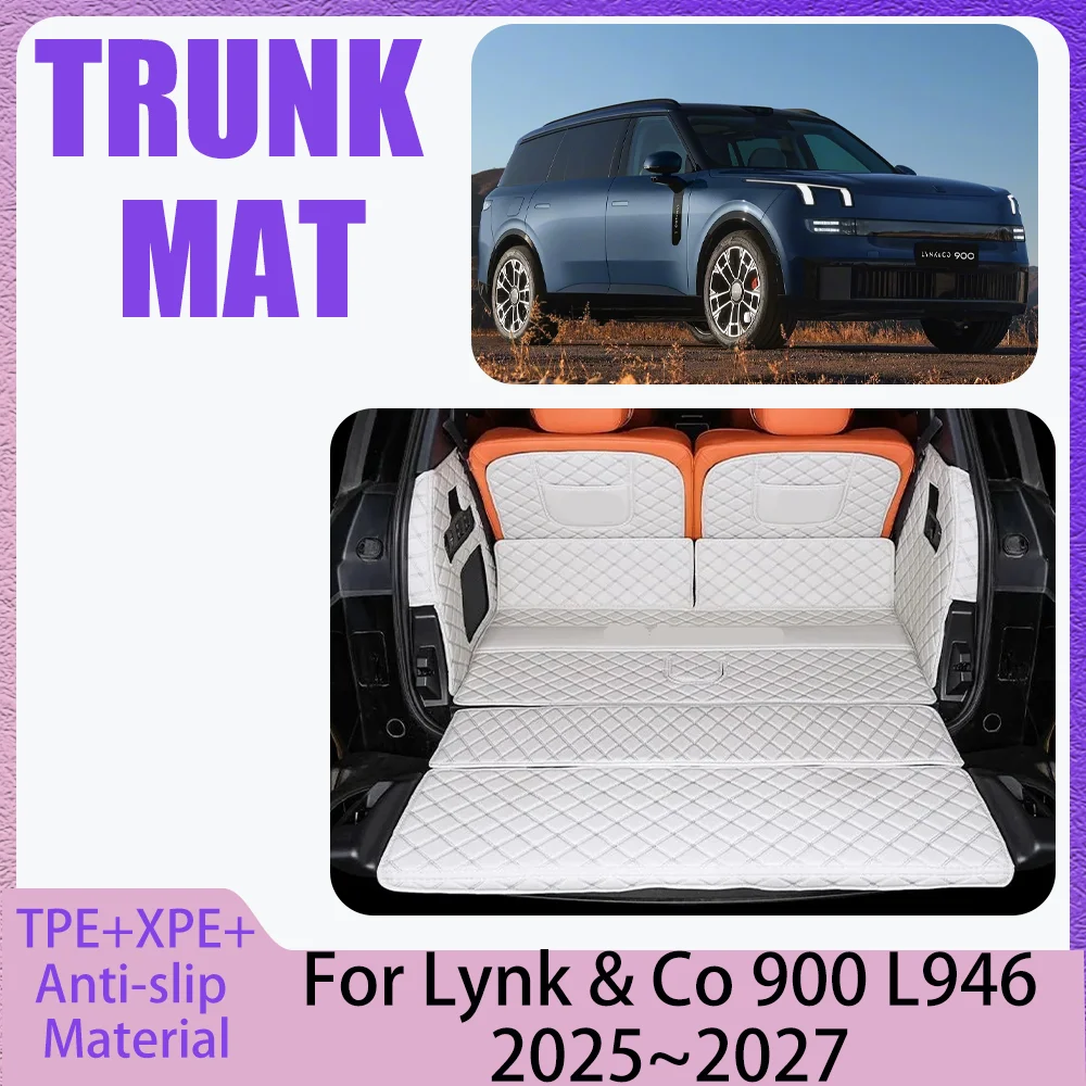 

For Lynk & Co 900 L946 2025~2027 2026 Car Leather Trunk Mats Scratch Prevention Boot Covers Tray Protector Interior Accessories