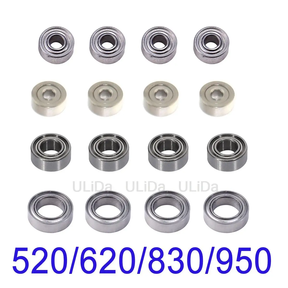 4Pcs 520/620/830/950 Ball Bearing for Tamiya Mini 4WD Car Model's Chassis/Guide Roller 2*5*2.5mm/2*6*2mm/2*6*2.5mm/3*8*3mm 5*9