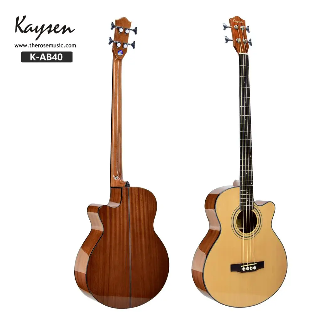 Acoustic Bass Electric Guitar 4 Steel-Strings 43 Inches A Shape Spruce Sapele Highgloss Cutaway Pick Up Electro Tuner