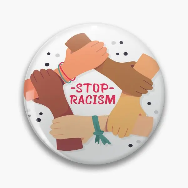 Stop Racism  Soft Button Pin Decor Creative Brooch Lapel Pin Badge Cute Funny Jewelry Lover Women Metal Collar Cartoon Fashion