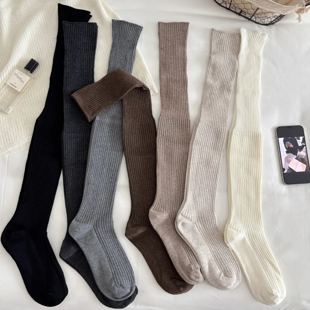 Thigh High Socks Women Stockings 2026 New Autumn and Winter Knee High Socks Thigh High Stockings Solid Color Calf Socks Stocking