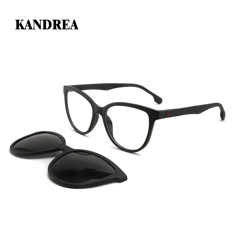 

KANDREA 2 In 1 Fashion Cat Eye Stylish Frame Simple Glasses Retro Customized Driving Prescription Glasses Eyewear T1955