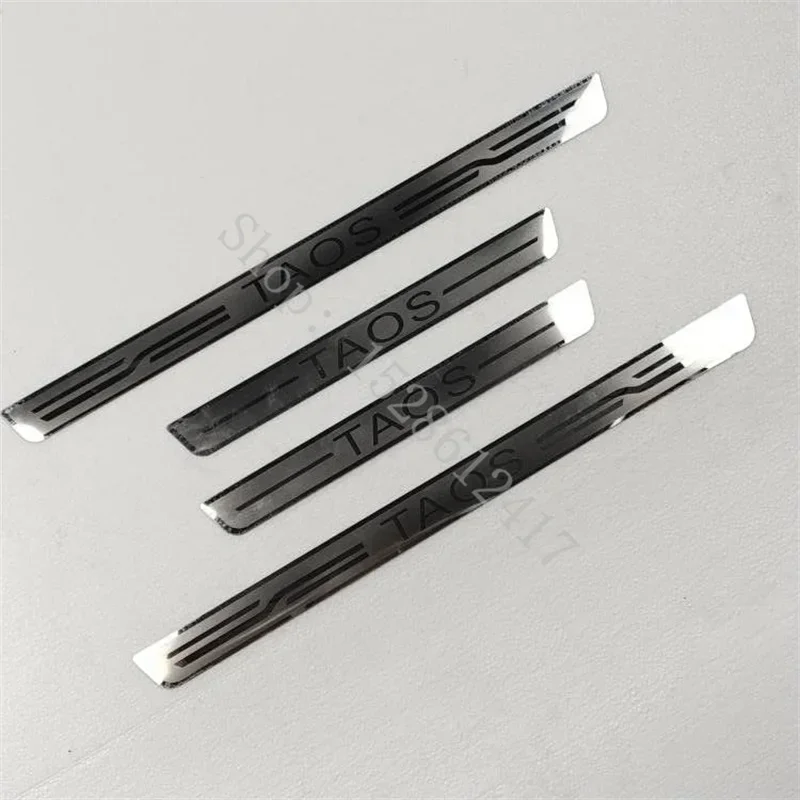 For VW/ Volkswagen Taos 2021-2024 Door Sill Strip Stainless Steel Styling Scuff Plate Peda Pedal Cover Stickers car Accessories