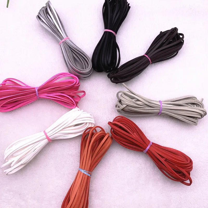 5yards 3mm Flat Faux Suede Braided Cord Belt Leather Korean Velvet Leather Handmade Beading Bracelet Jewelry Making Rope