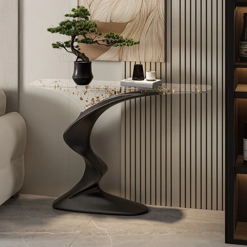 

Light Luxury Transparent Gold Foil Welcome Pine Porch Table Entrance Corridor Decor High-End View Home Decor Accessory