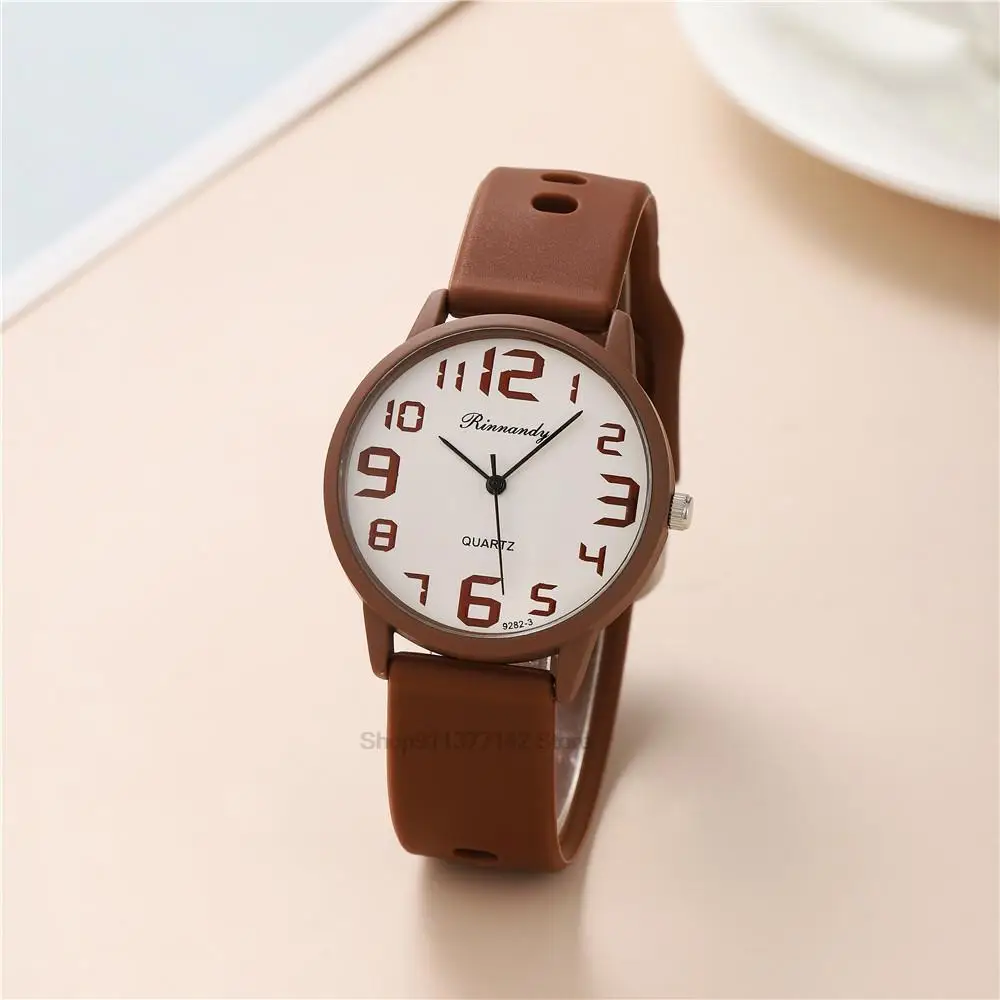 Silicone Quartz Wristwatches Set para mulheres, minimalista, alta qualidade, qualidade, Big Dial, relógio casual, presentes para senhoras, moda