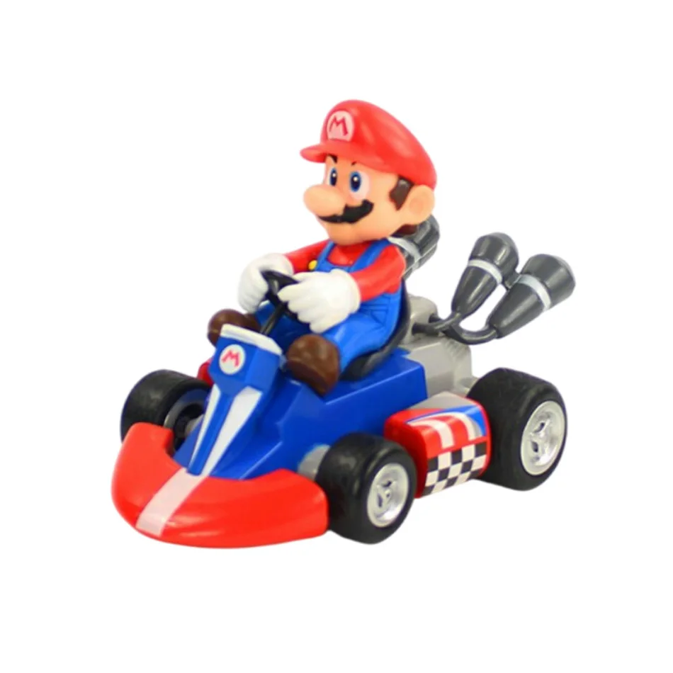 Super Mary Serie Karting Mario Bros Luigi Yoshi Donkey Kong Action Figure Speelgoed Trek Auto 12.5*8*9 cm Verrassing Speelgoed Geschenken - afbeelding 1