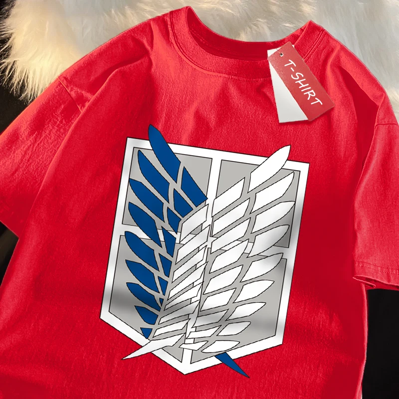 Attack On Titan Wings Of Freedom Shield Womans T-Shirt Cotton Cartoon T-Shirt Anime Breathable Tshirt Outdoor Holiday Tops