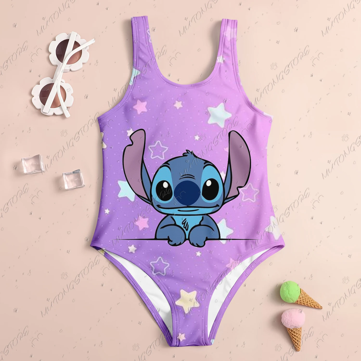 24 New Baby Swimsuit Girl 2024 Stitch Children Women Swimwear Beach Swimsuit Kids 4-14 Years Old Sell Like Hot Cakes Girls\' Girl