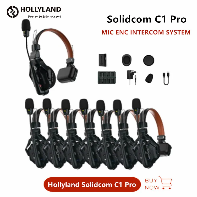 Hollyland Solidcom C1 Pro Wireless Intercom Headset System ENC Noise Cancellation for Church Drone Production Team Communication