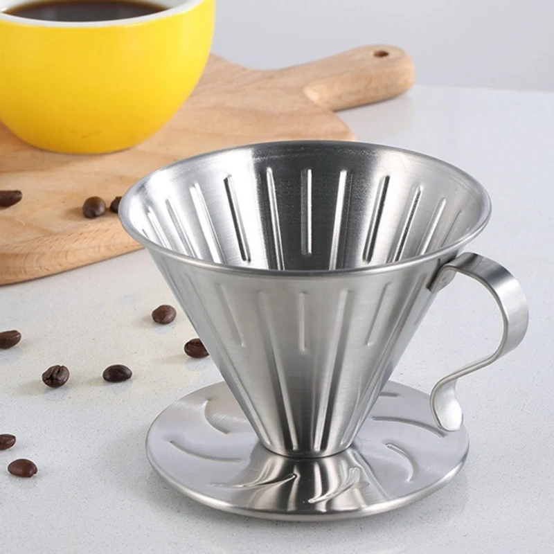 Coffee Dripper Stainless Steel V Shaped Dripper Coffee Funnel for Hand Brewed