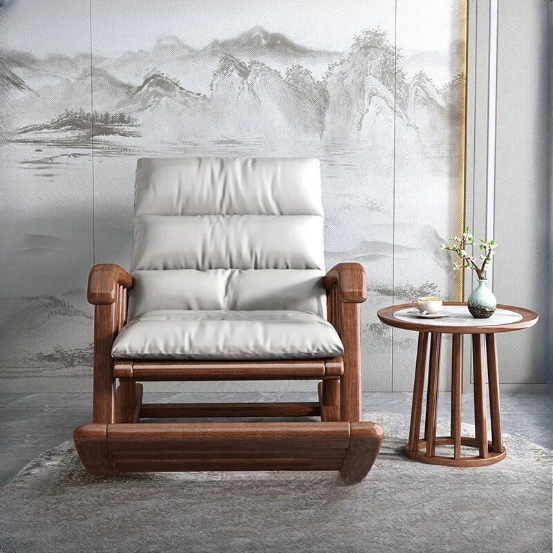 

Wooden living room rocking chair recliner adult household elderly chair balcony leisure chair