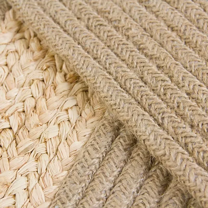Handmade square Jute Carpet Living Room Room Linen Mat Japanese-style Floor Mat for Quiet Lafite Bedroom
