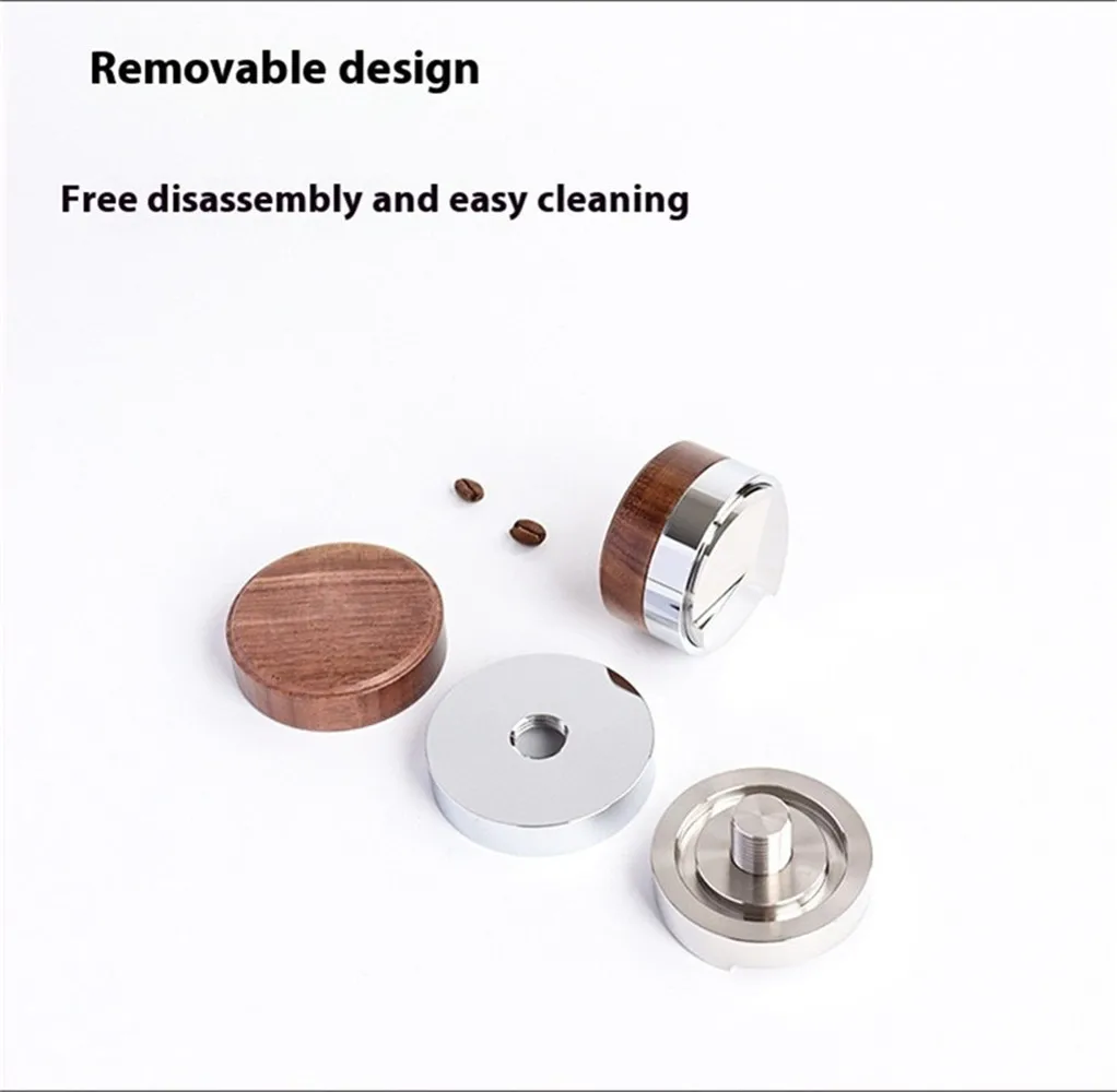 51 53.3 58.5mm Coffee Distributor 304 Stainless Steel Walnut Cover Head Espresso Leveler Fits for Portafilter Distributor Tool