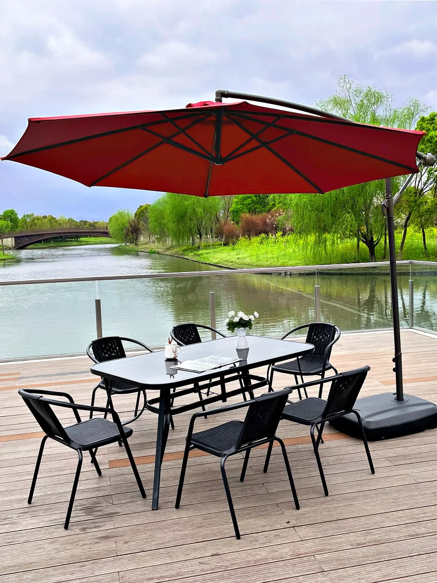 Outdoor table and chair three-piece set, outdoor open air yard garden garden table and chair combination