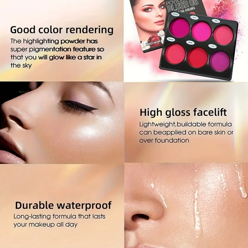 6 Colors Natural-toned Eye Shadow Palette Matte Blush Palette Lasting Natural Contouring Matte Suitable For Cheek Facial Makeup