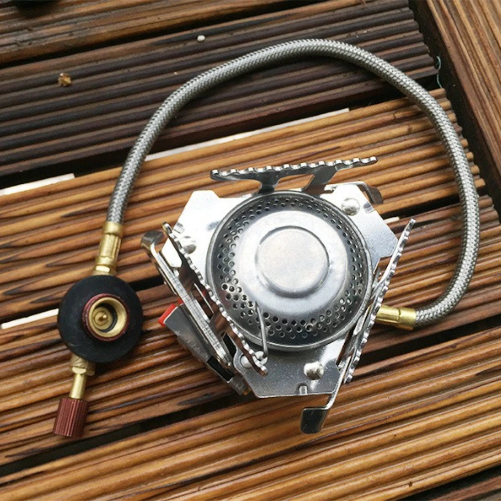 1PC Foldable Split Camping Gas Stove - Portable Picnic Flat Gas Electronic Ignition Stove for Outdoor Cooking Supplies