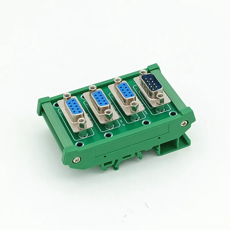 DB9 Male to Female D-SUB Buss Board Interface Module with DIN Rail Mount DB9 splitter.