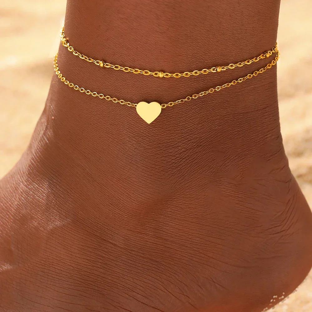 

Stainless Steel Anklet Simple Popular Multi-Layer Chain Lovely Carved Delicate Anklet For Women Jewelry Party Gifts Daily Wear