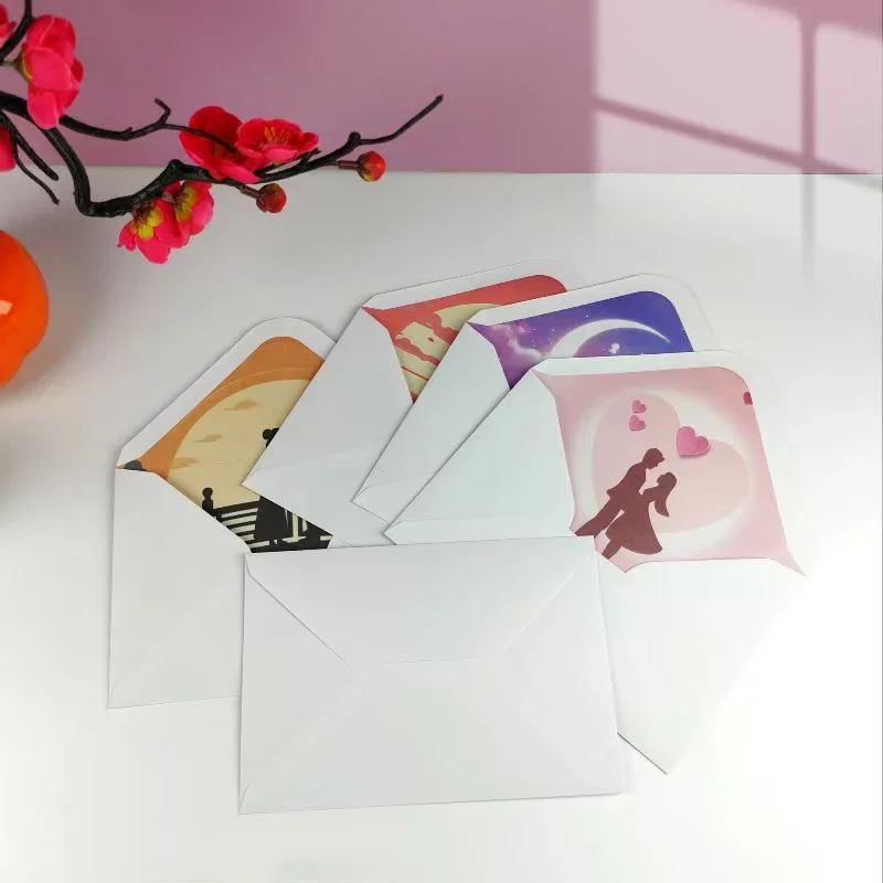 50pcs Romantic Envelope 120g Paper 16x11cm Postcard Giftbox Message Packaging Wedding Invitation Valentine's Day Postcards Love