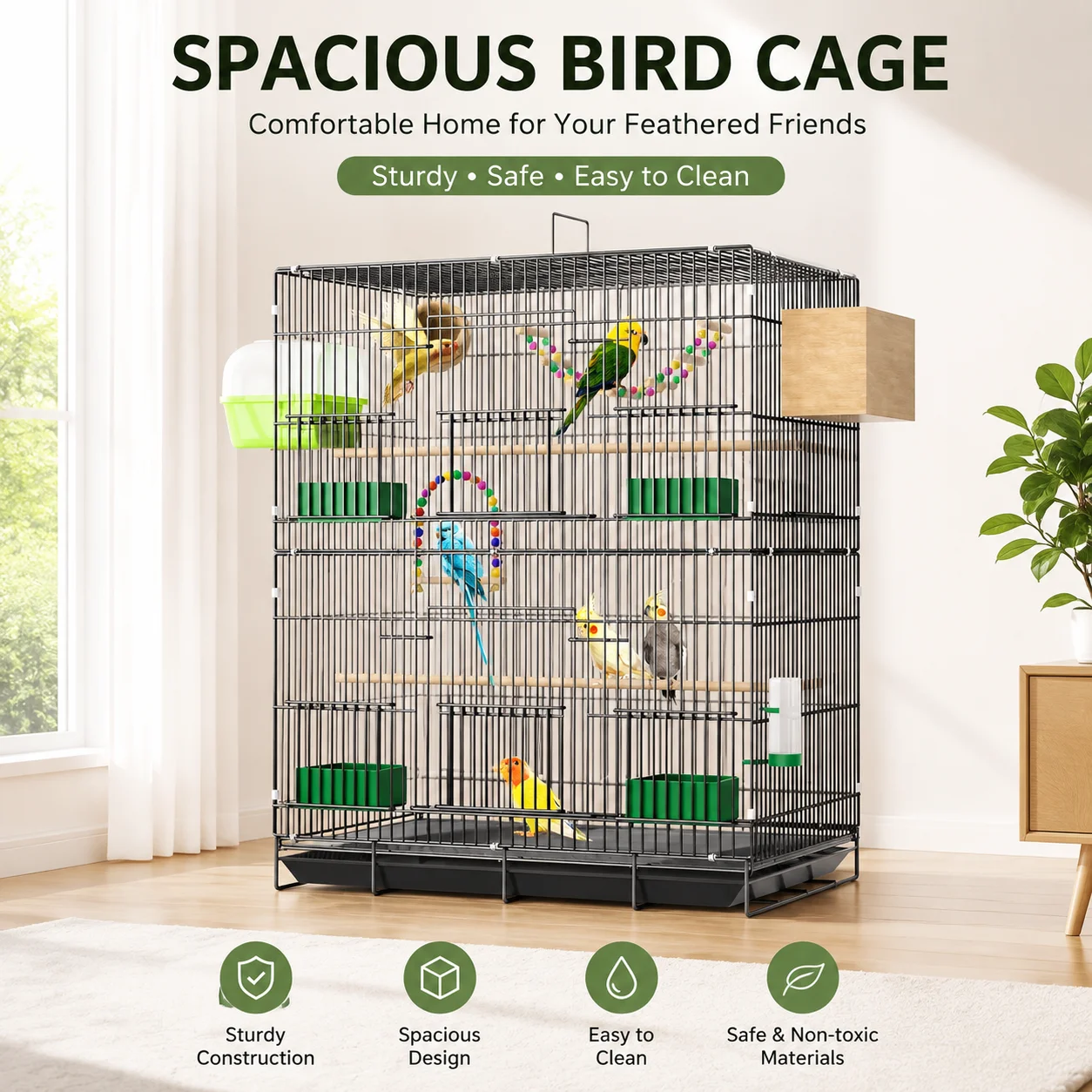 Bird cage New parrot ecological  Multi-layer double-layer large tiger skin Xuanfeng cage Peony luxury villa