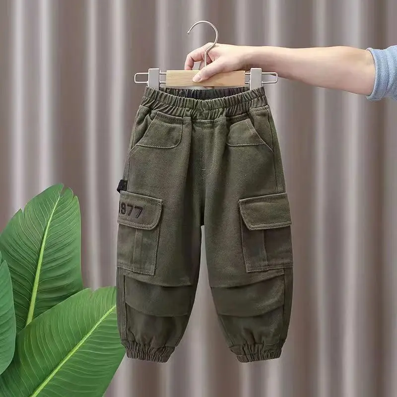 Spring and Autumn Kids Boys Pants 2024 New style Children\'s Handsome Cargo pants Cotton Boys Baby Casual Pants 2-8Y