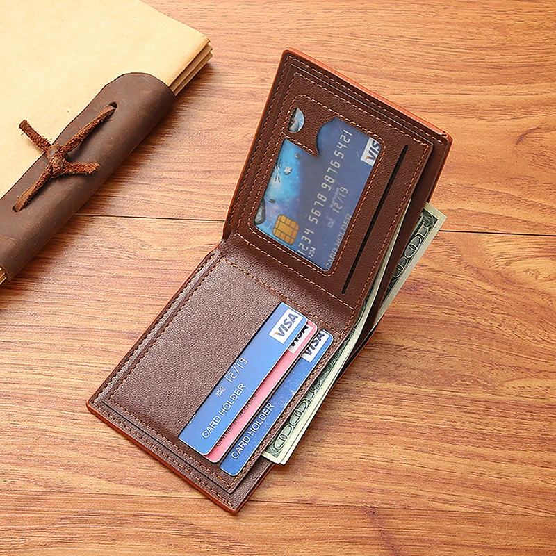 Fashion PU Leather Wallet Men Credit Card Holders Purse Money Change Pouch For Man Vintage Coin Purses