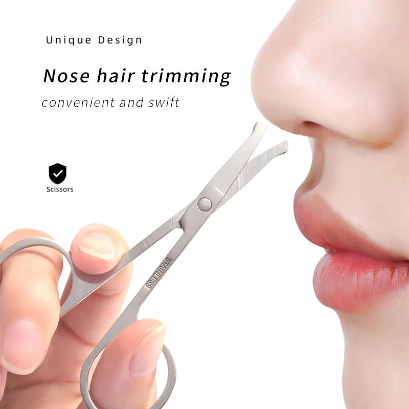 1개 둥근 끝 직선형 블레이드 스테인리스 메이크업 가위 속눈썹 눈썹 가위 코털 소형 가위 메이크업 도구