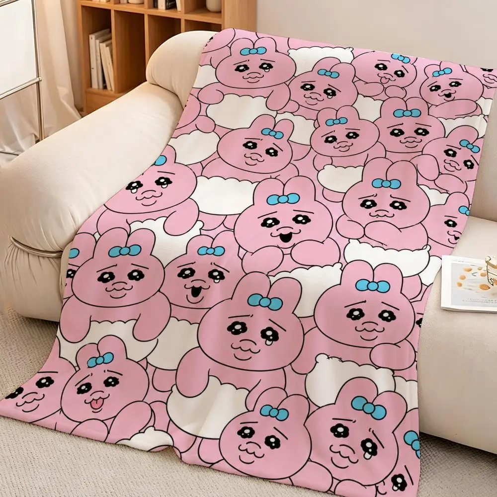 Mascot O-Opanchu Usagi Japanese Cute Funny Popular Throw Soft Warm Flannel Blanket Lightweight for Sofa Bed Couch Travel Adults