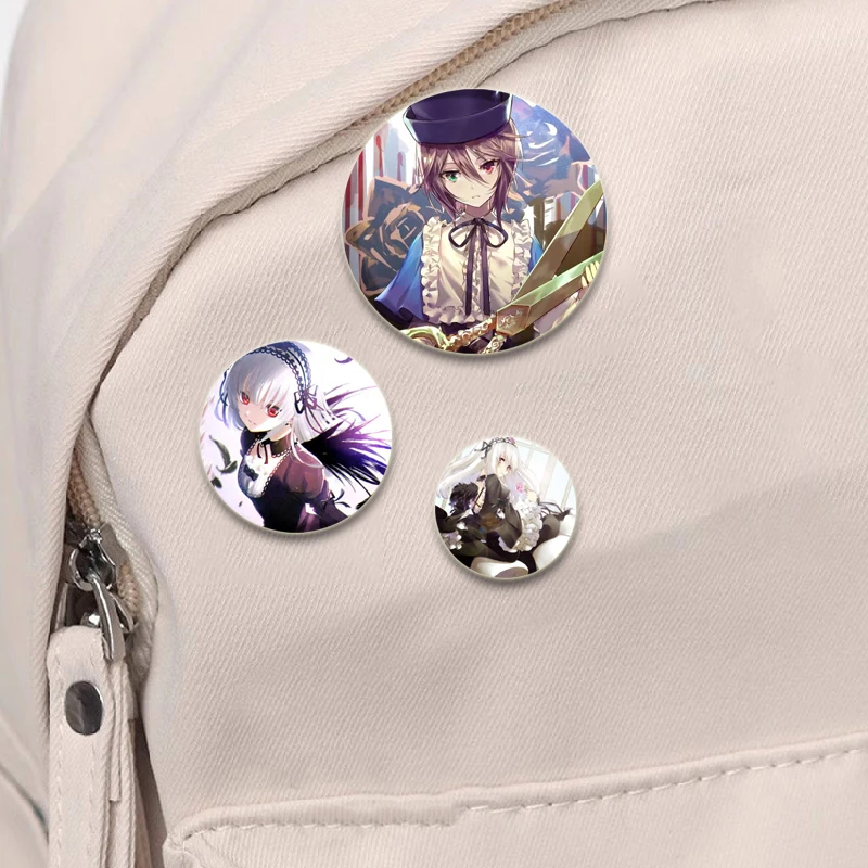 Rozen Maiden Print Brooch Anime Badge Cartoon Figure Mercury Lamp Round Display Brooches Lapel Pins Jewelry Accessories Gift
