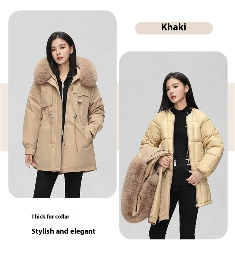ZAROY Detachable Women Coat 3 Ways Wearable Jacket Puffer Cotton Parkas Winter Fur Hooded Zipper Coat куртка женска