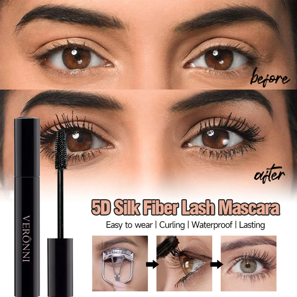 5D Mascara Thickening, Lengthening,Curling,Eye Lashes Brush Fiber Mascara Cosmetics Long-lasting Curling Large Eye Makeup Tools