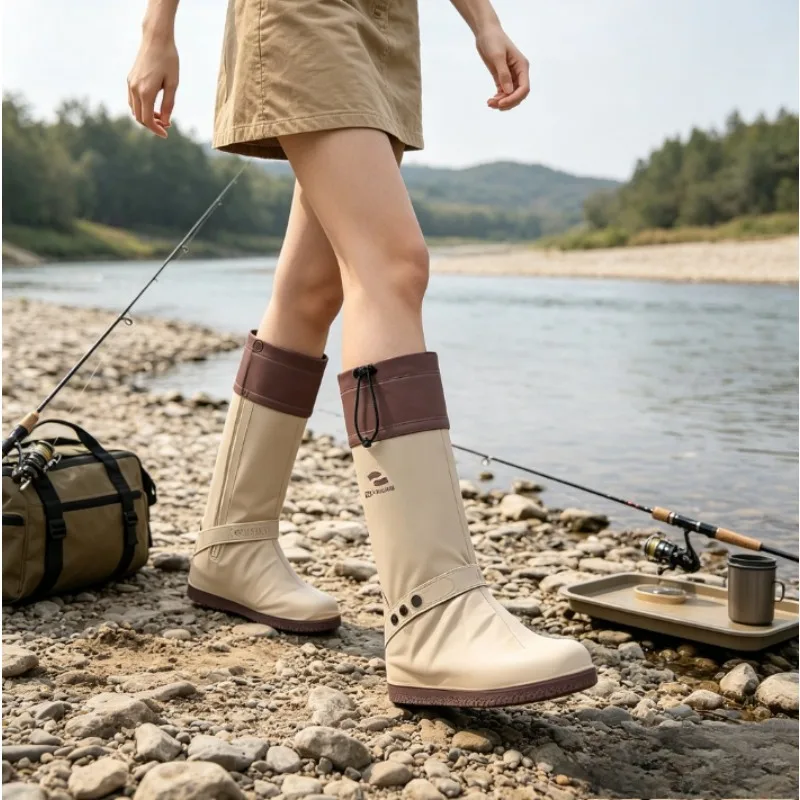 waterproof-cycling-shoe-covers-thick-tall-pvc-overshoes-wear-resistant-anti-sand-foot-covers-for-riding-hiking-students