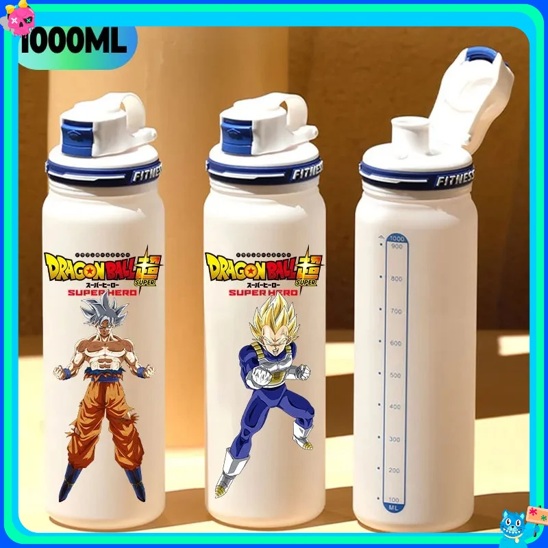 

Бутылка для воды Dragon Ball Z Frosted 1L: Бутылка для воды Сон Гоку с мерной шкалой, аниме, белая, пластиковая