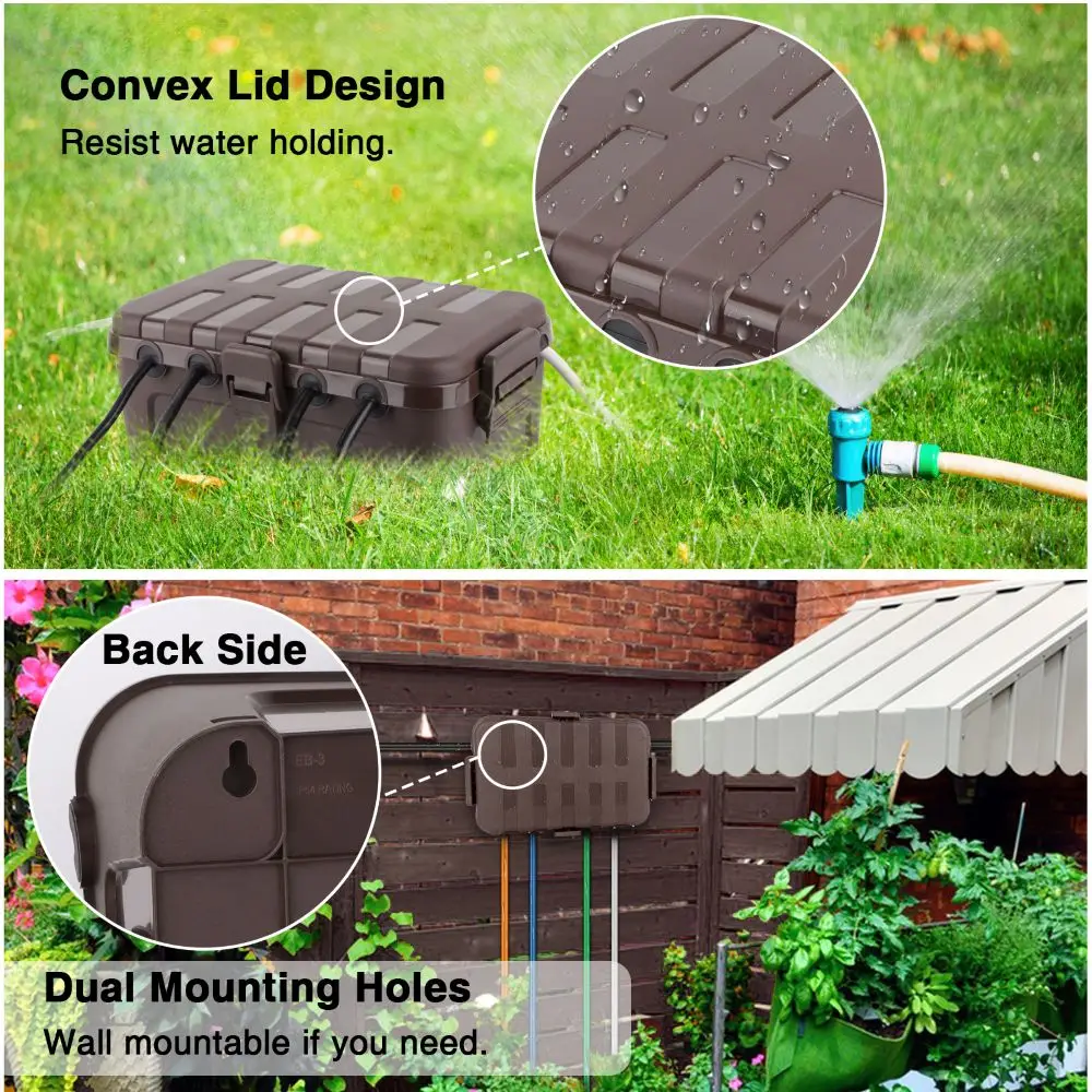 Large Waterproof Electrical Box, Outdoor Extension Cord Cover Weatherproof Protector for Plugs, Lights, Garden Timers and Cords