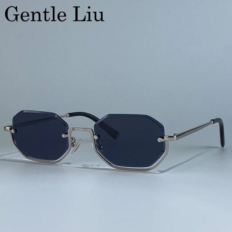 شبه بدون شفة المثمن فاسق النظارات الشمسية النساء 2025 العلامة التجارية الفاخرة خمر إطار معدني نظارات شمسية للسيدات العصرية في الهواء الطلق النظارات #3