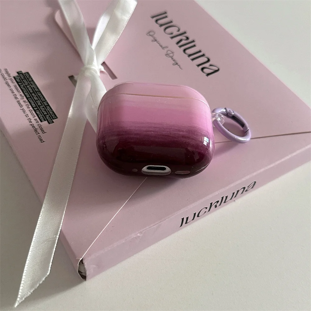 Gradient Pink purple Cute Headphone Case For Airpods Pro 2 4 3 Cover TPU Silicone Headset Charging Case For Airpod 4 Generation - view 6