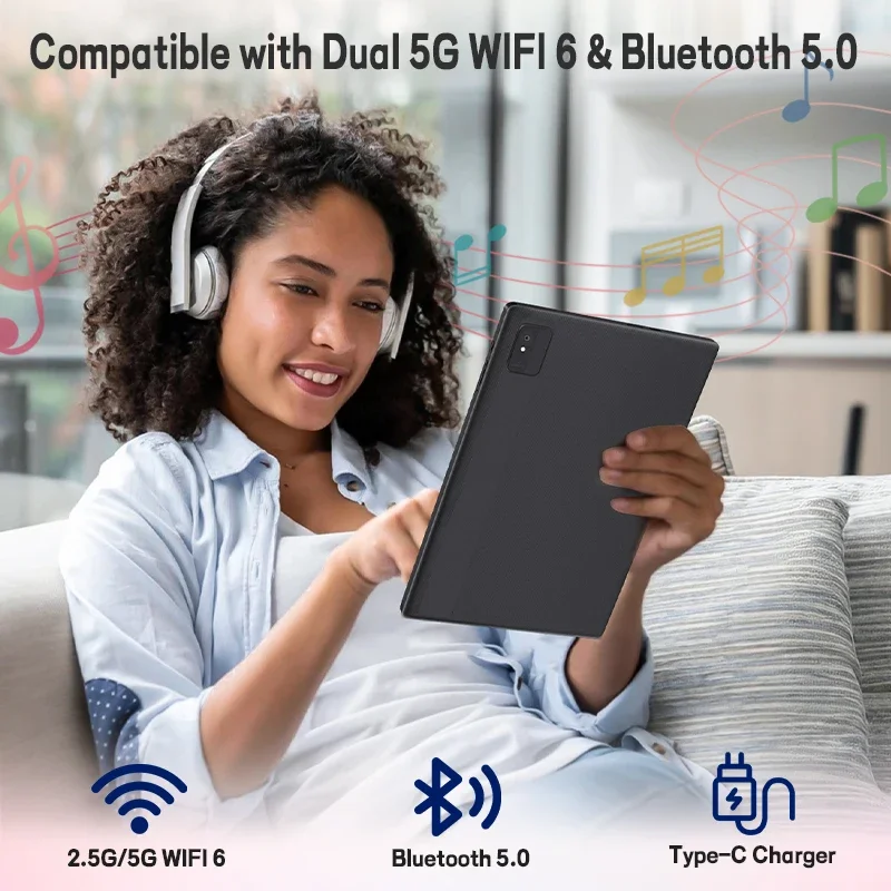 タブレット 10.1インチ Android 15 タブレット、8GB+64GB+1TB拡張、オクタコア、タッチスクリーン電子タブレット、ゲーム、学習用、5000mAh