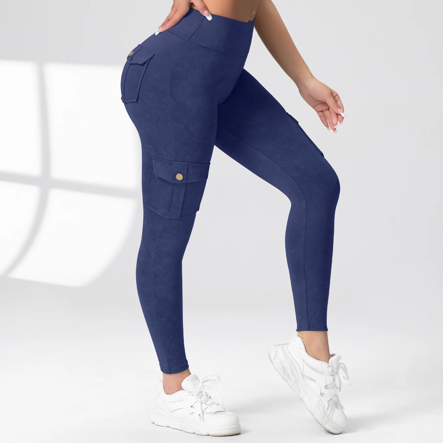 Damskie spodnie cargo do jogi z kieszeniami, z nadrukiem, modelujące pośladki, elastyczne, dopasowane, z wysokim stanem, do jazdy na rowerze, sportowe legginsy do jogi.