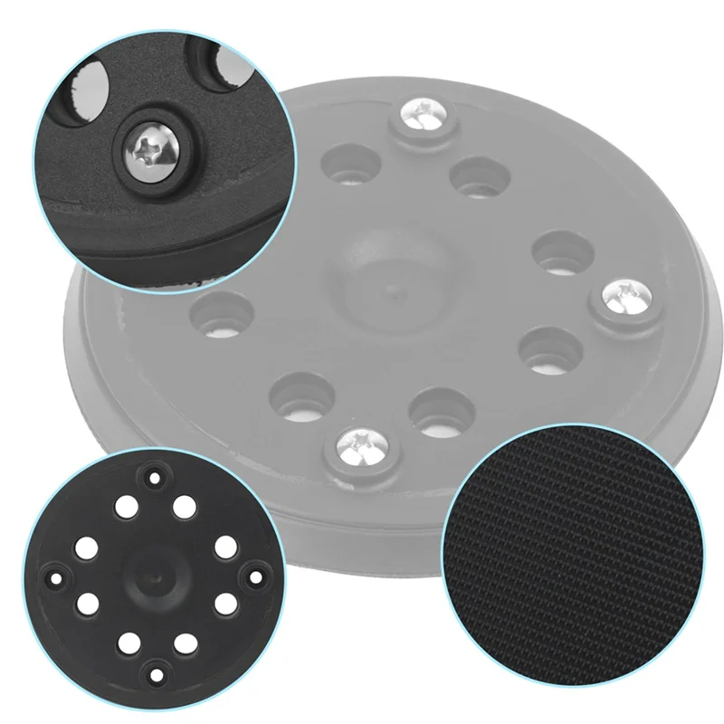 A58Z 2PC Nylon Sticker Sanding Discs 125Mm With Hook And Loop 8 Holes And 4 Eye Sanding Plate Compatible For ,With Screw