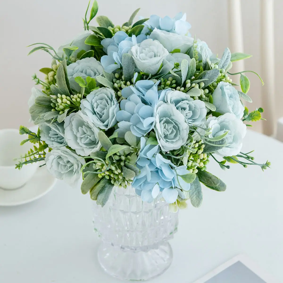 Künstliche Blume Rose Hortensie DIY-Geschenk Weihnachtsfest Party Bonsai Heim Außenbereich Garten Wanddekoration Hochzeit Brautstrauß – Detail 5
